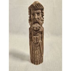 Antique Vintage Carved Gothic Revival Style Bearded Priest Wooden Figure